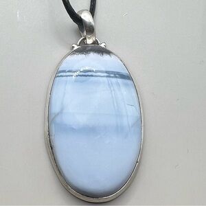 New Owyhee Opal Stone Oval Silver Overlay Pendant Necklace w Cord